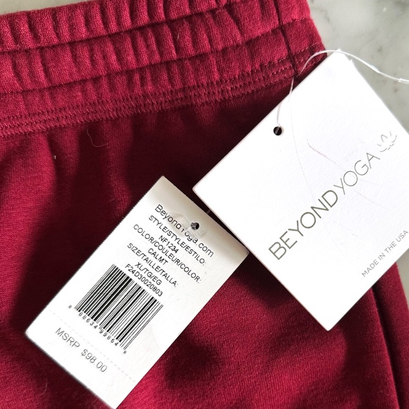 NWT Beyond Yoga LuxeFleece Sweatpants Merlot Red Ultra Soft Lounge Joggers XL - Picture 7 of 13